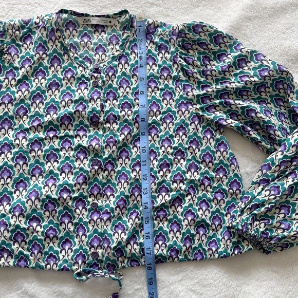 Zara Blue and Purple Pattern Blouse - Picture 5 of 6